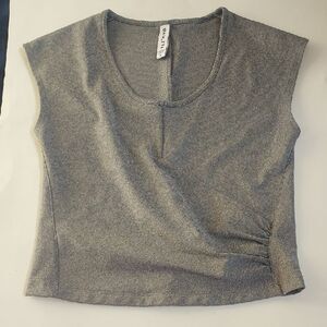 Ladies Athleta Heather Gray Stretch Side Gather Sleeveless Top Size M